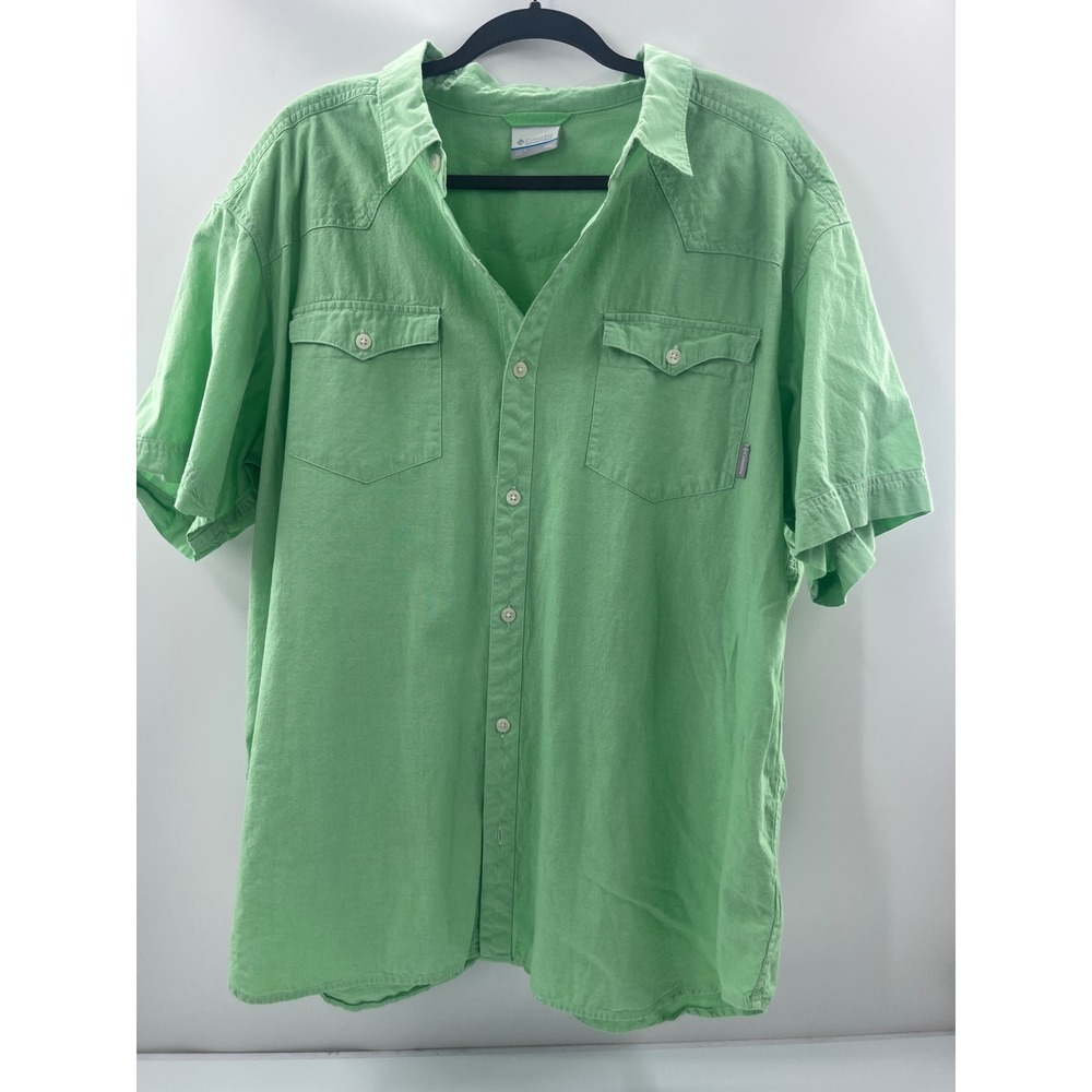 Columbia Sportswear Mens XXL Green Short Sleeve Button Down Western Shirt